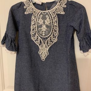 Girls denim tunic with lace